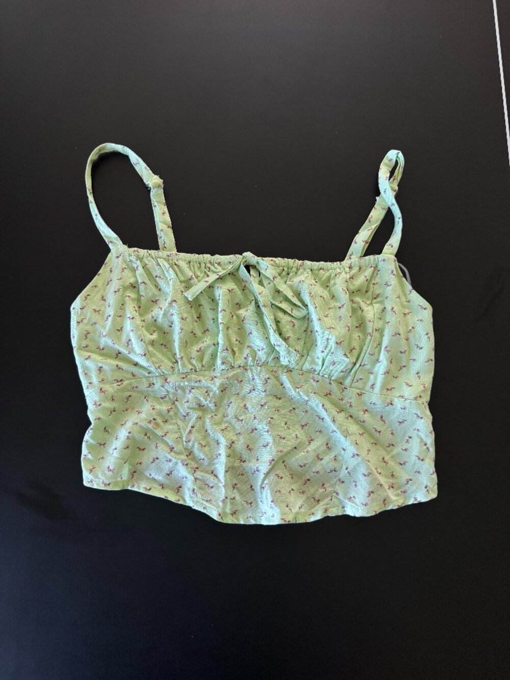 Aeropostale Size S Green Floral Smocked Cami Top Y2K